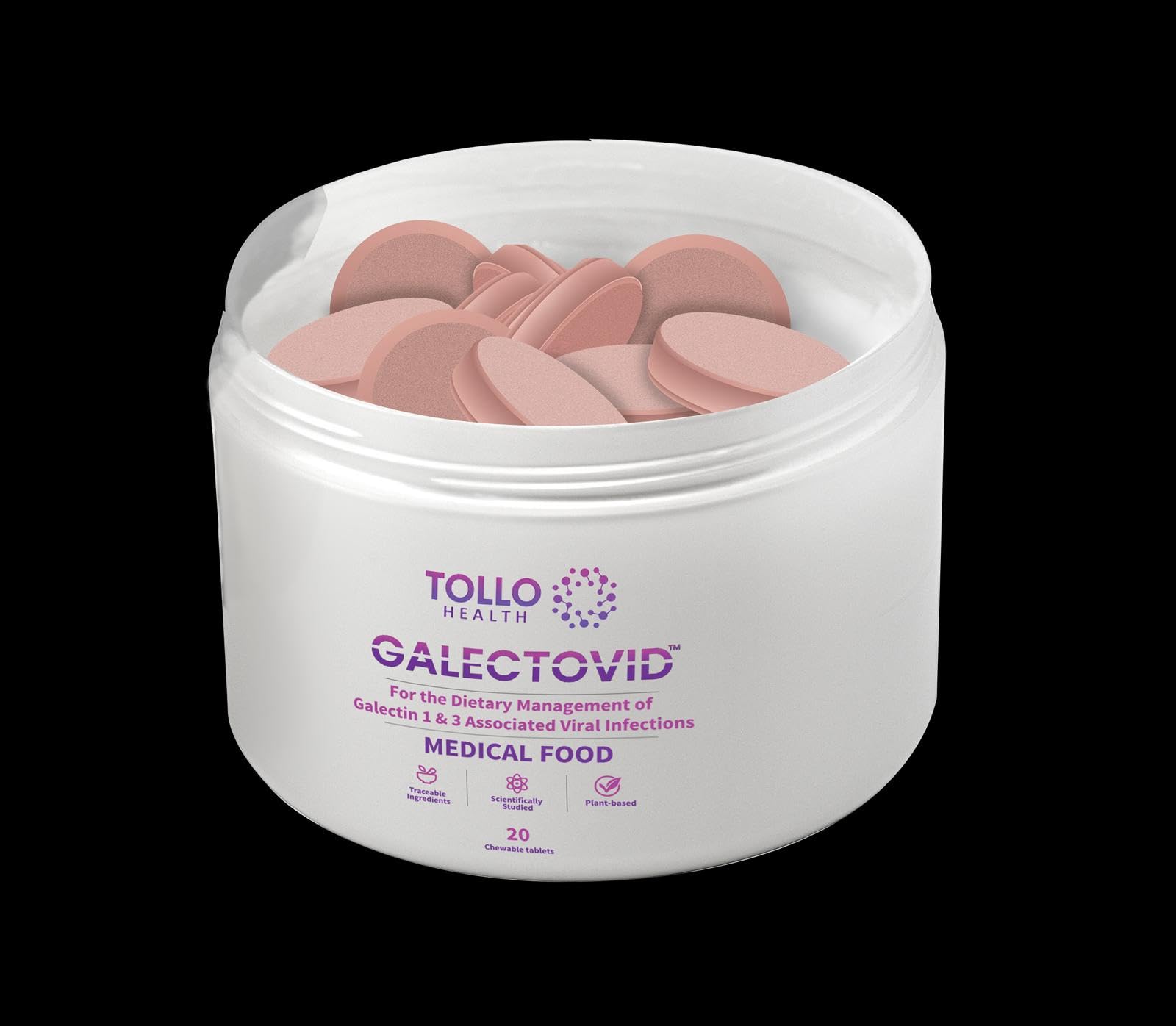 GALECTOVID peppermint chewables pictured for easy daily dosing