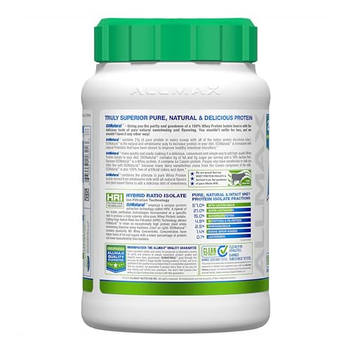 Tombow ISONATURAL vanilla ingredient panel lists pure whey isolate and no artificial flavors.