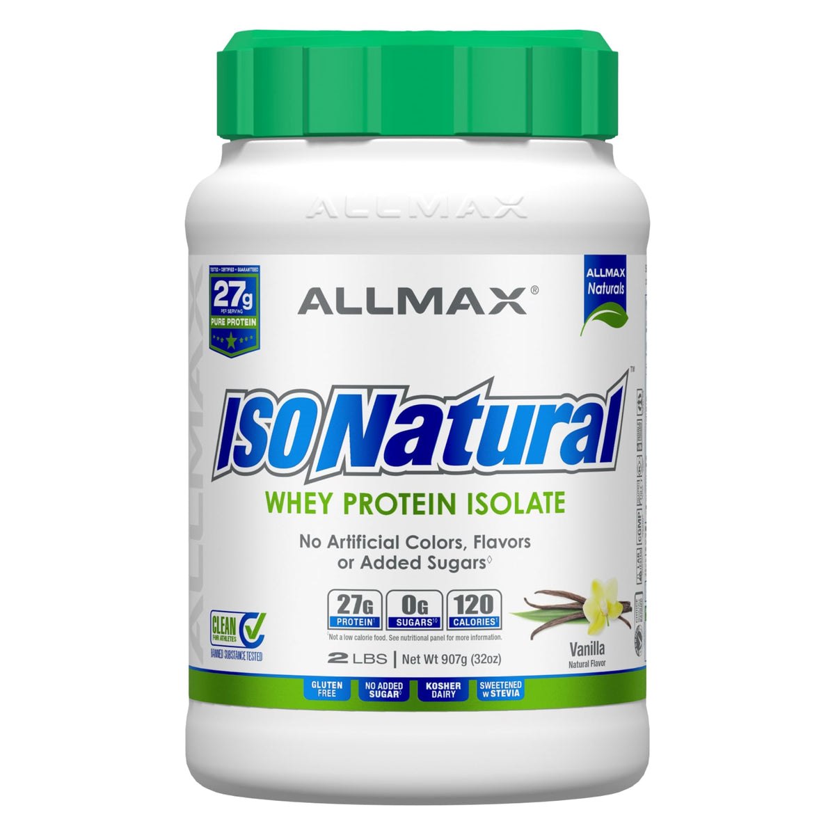 Tombow ISONATURAL vanilla powder bag front highlighting natural protein and prebiotics.
