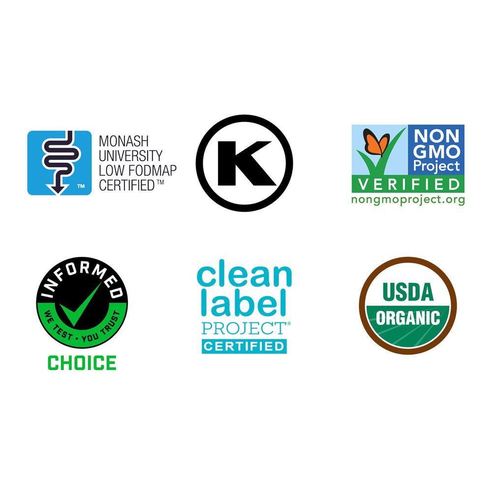 Tomorrow's Nutrition Sunfiber label closeup showing certifications and fiber info