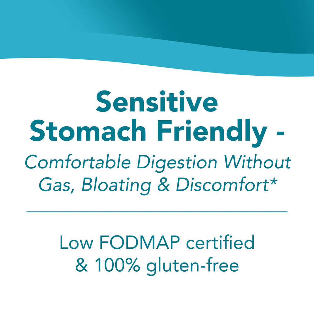 Tomorrow's Nutrition Sunfiber tub front highlights gluten-free, low FODMAP formula