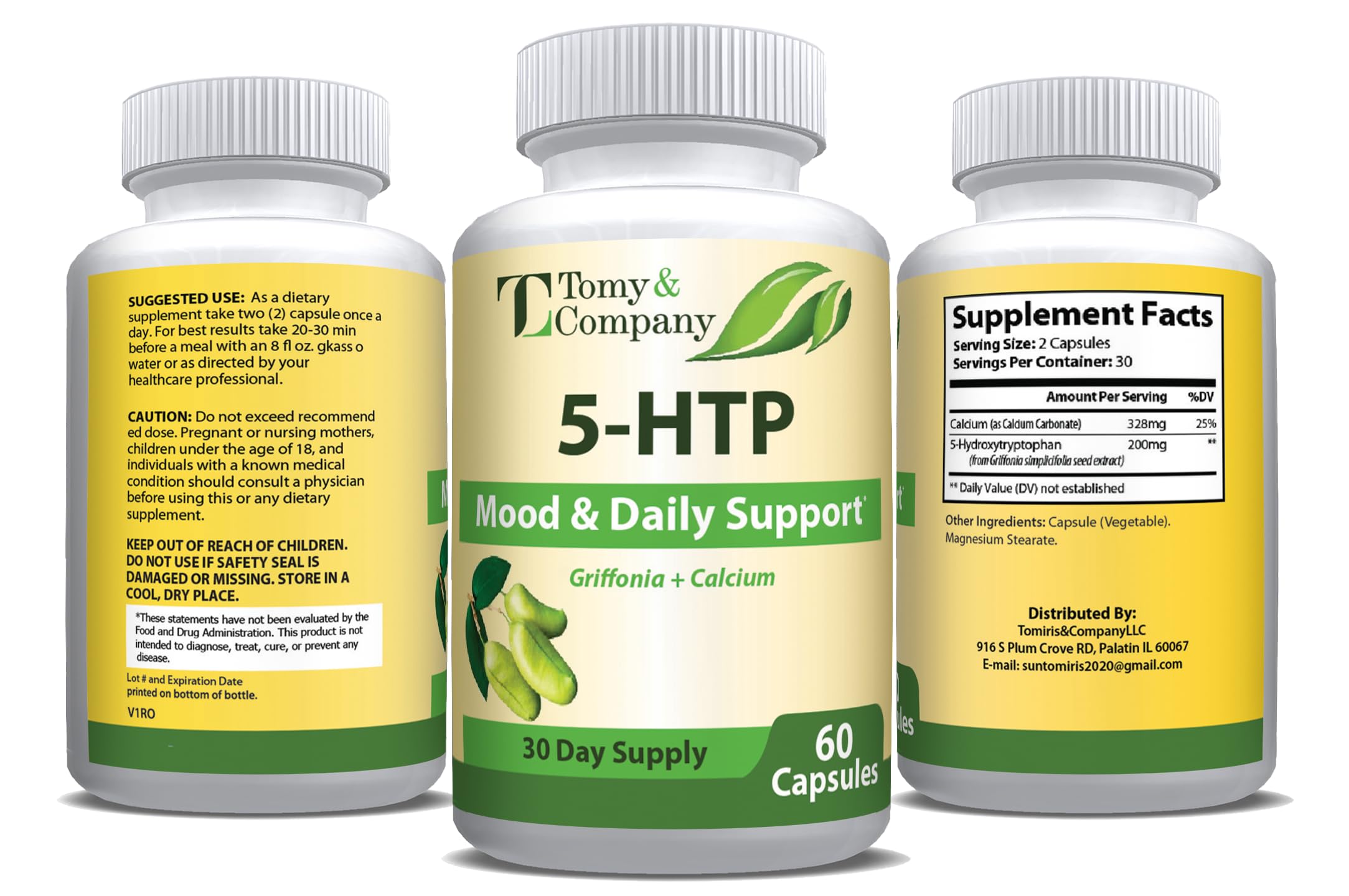 Tomy&Company 5-HTP lifestyle image suggests easy daily use