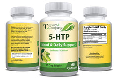 Tomy&Company 5-HTP lifestyle image suggests easy daily use