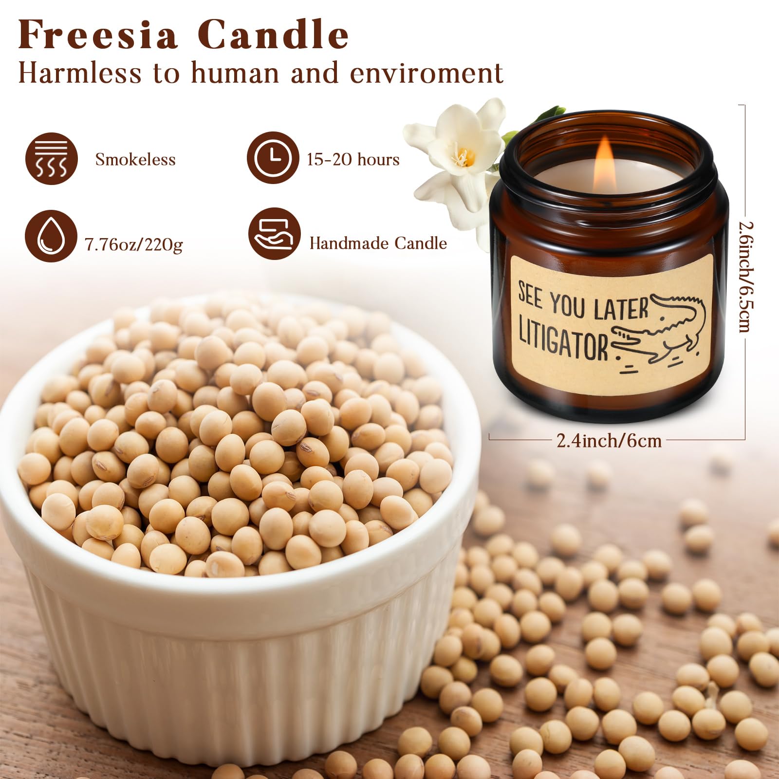 Tondiamo lawyer candle closeup wood wick for cozy mood.