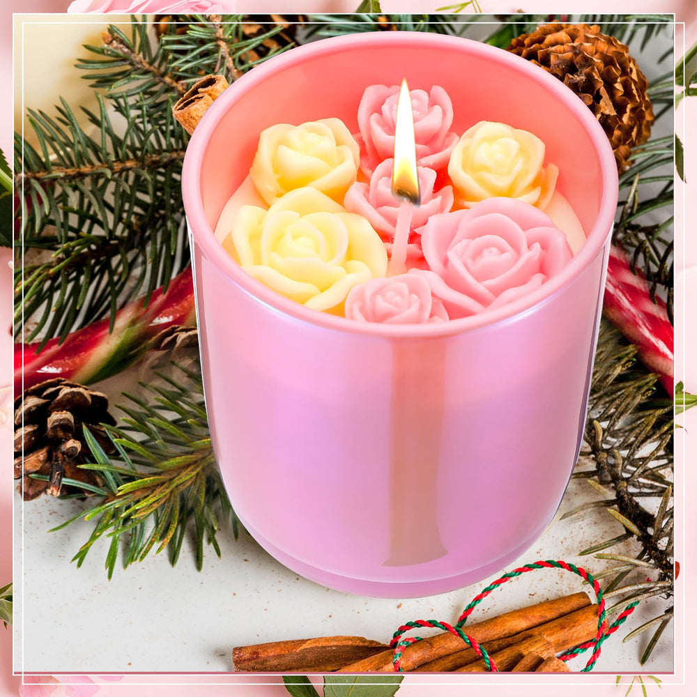 Tondiamo pink soy wax candle burns up to 50 hours for long-lasting ambiance.