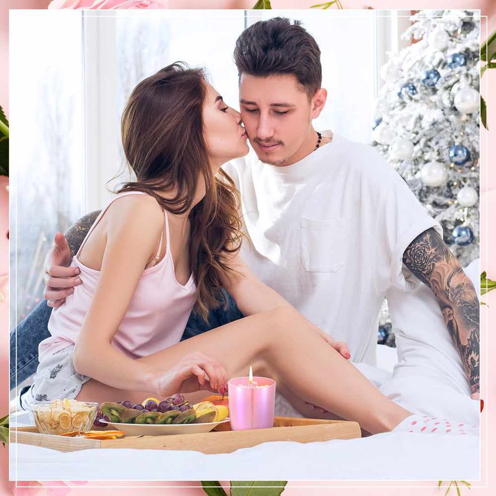 Tondiamo rose candle offers a calming atmosphere for baths and yoga.