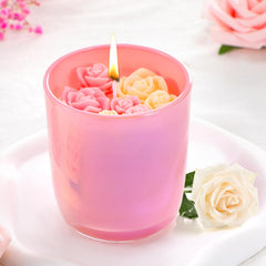Tondiamo Valentines rose candle in a rose-jar enhances romantic ambiance.