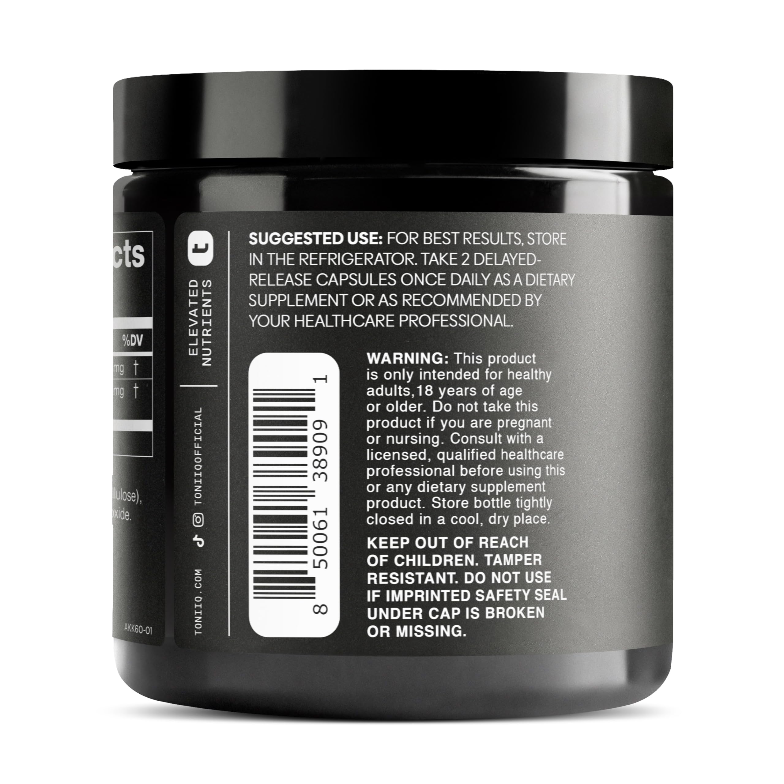 Toniiq Akkermansia Probiotic packaging box emphasizes clarity and purity.