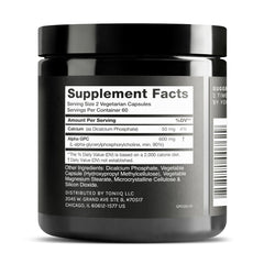Toniiq Alpha GPC 600 mg serving highlights strong potency in one capsule