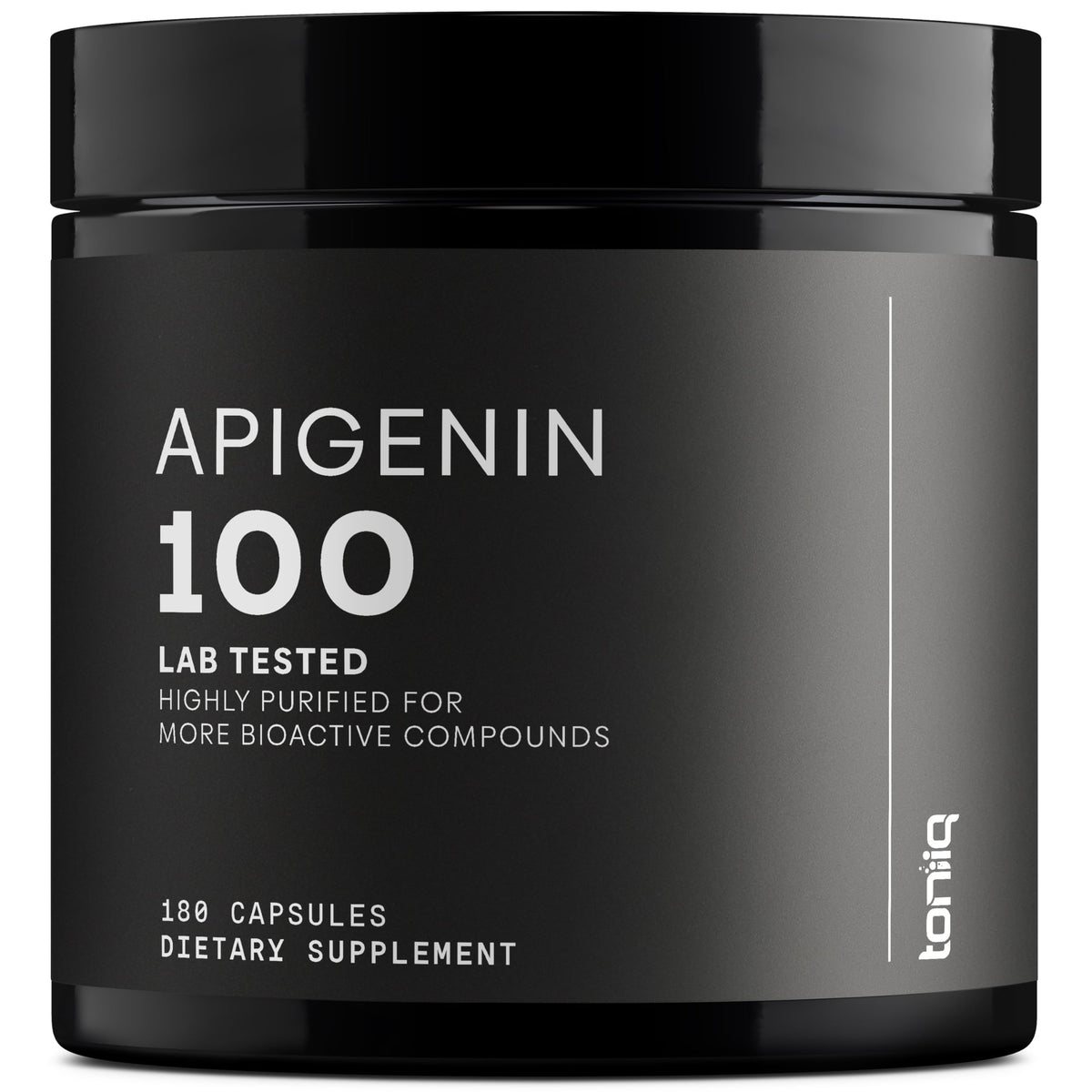 Toniiq Apigenin bottle highlighting 98%+ purity for daily use