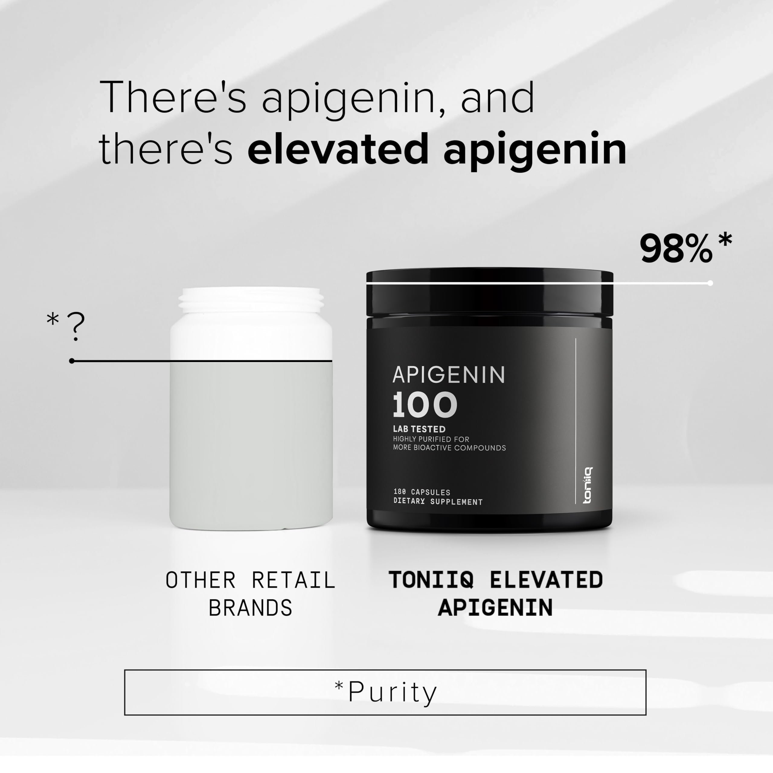 Toniiq Apigenin bottle being poured for easy portioning