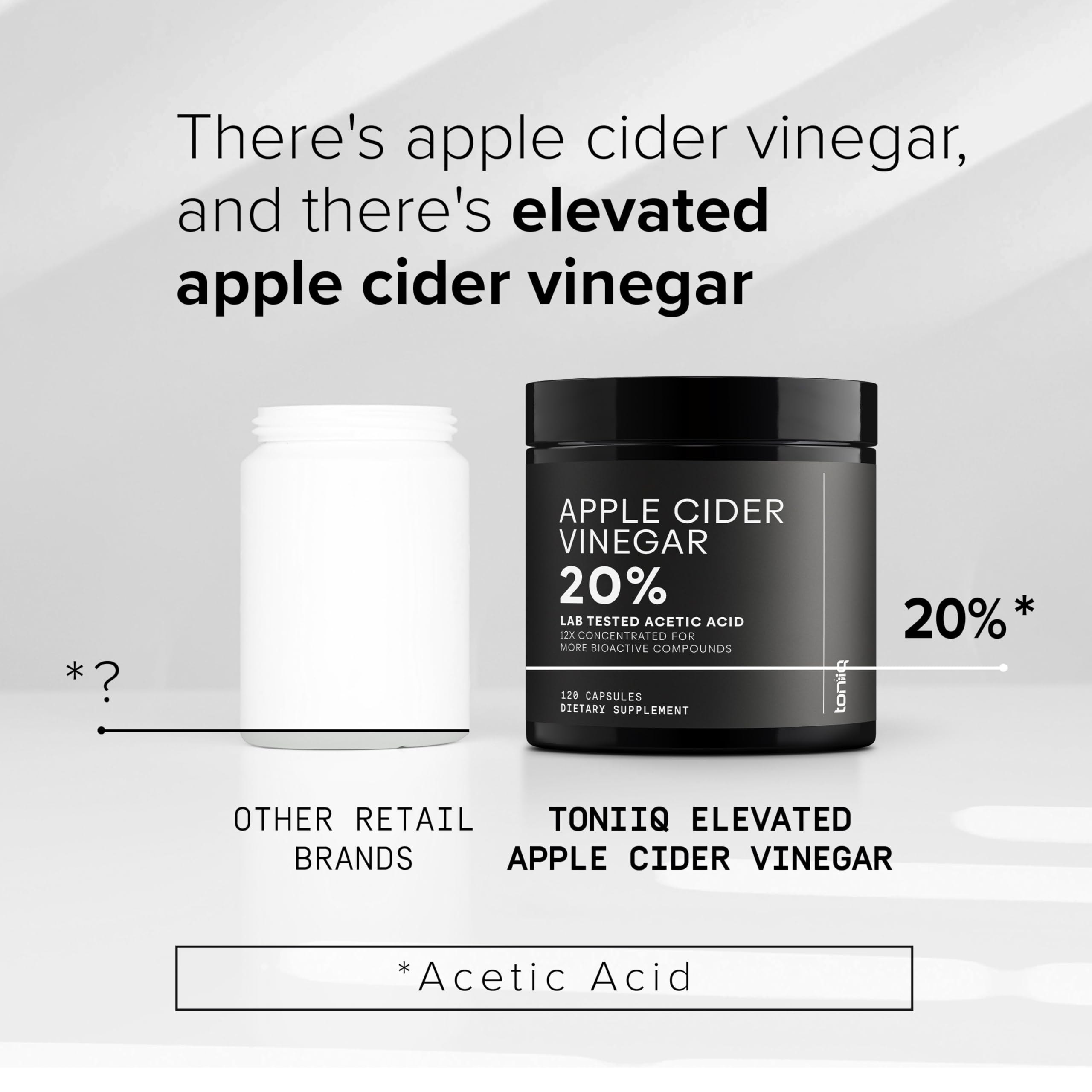 Toniiq Apple Cider Vinegar Capsules bottle with The Mother imagery on label.