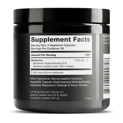 Toniiq Berberine HCl 100x extract capsules ready for daily supplementation