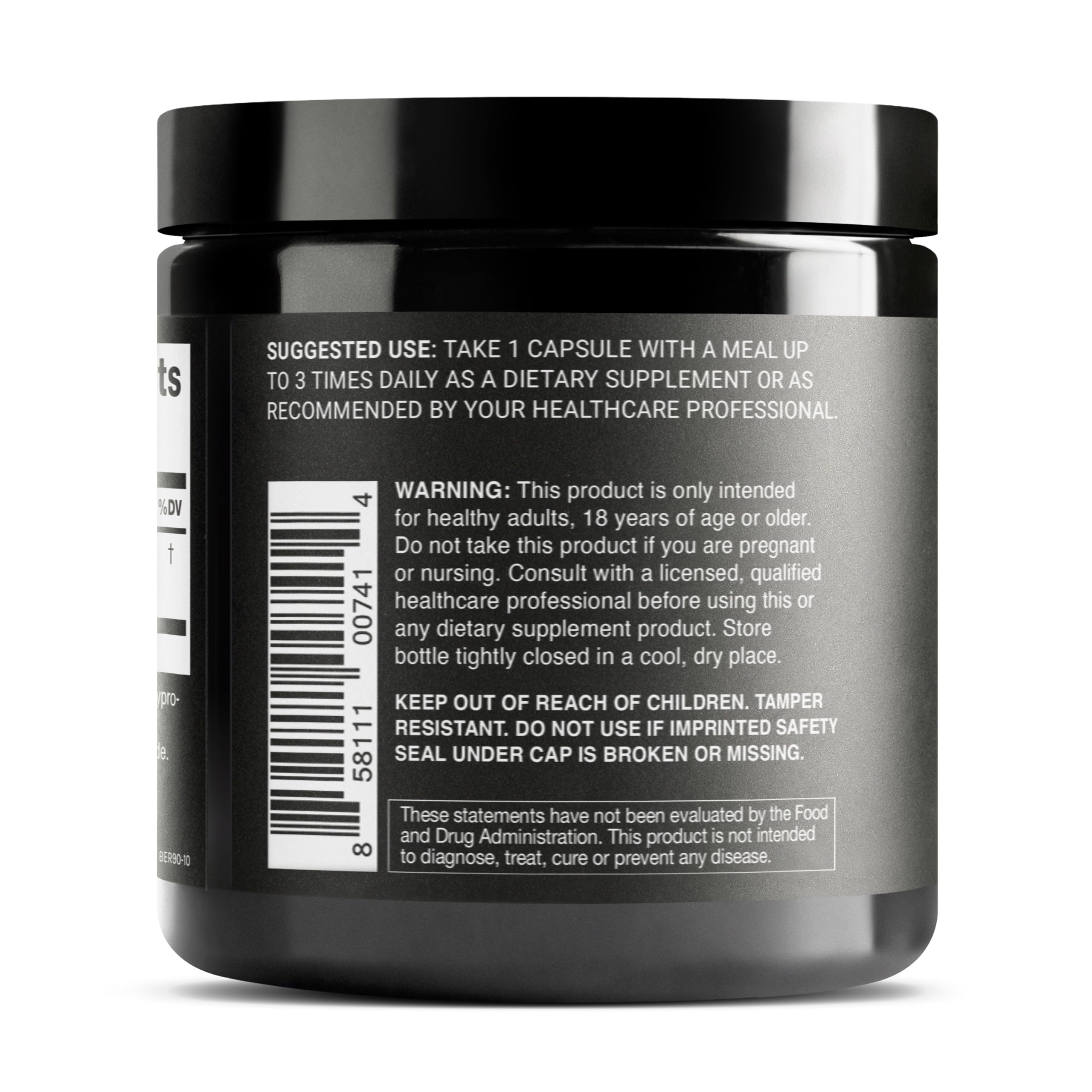 Toniiq Berberine HCl bottle label detailing ingredients and purity