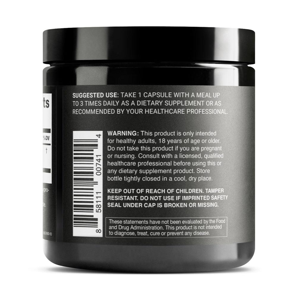Toniiq Berberine HCl bottle label detailing ingredients and purity