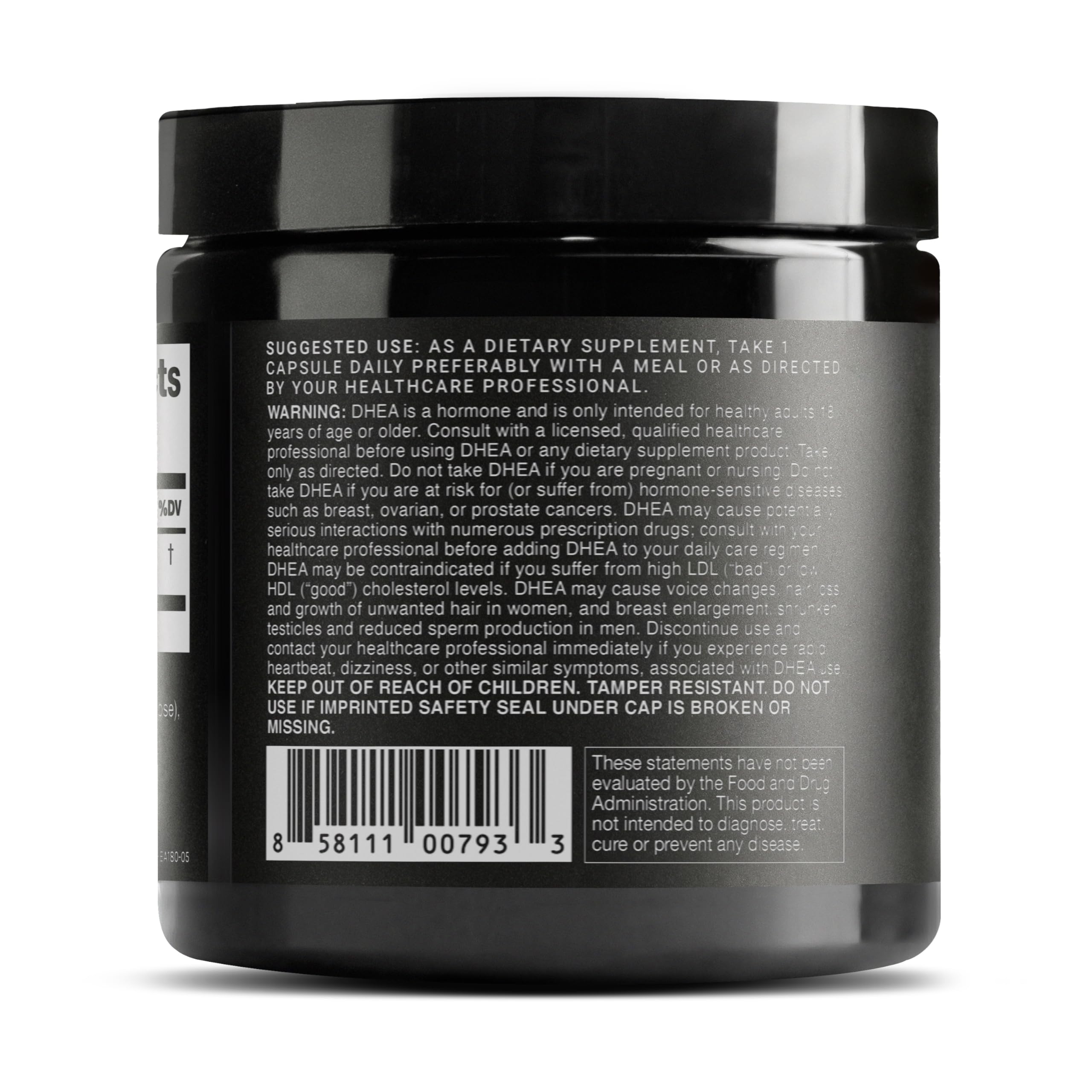 Toniiq DHEA 100mg label detail communicates 99%+ purity and quality assurances