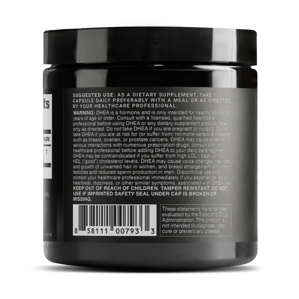 Toniiq DHEA 100mg label detail communicates 99%+ purity and quality assurances