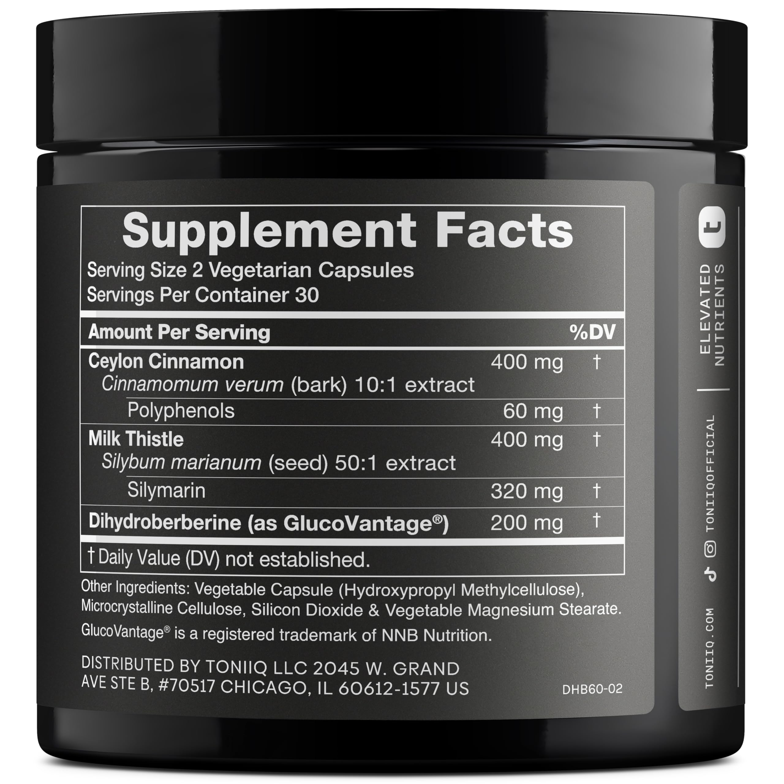 Toniiq Dihydroberberine capsules in a tube suggest convenient daily use.