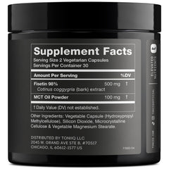 Toniiq Fisetin 500mg bottle label shows clear dosage and purity.