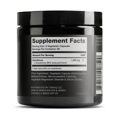 Toniiq Glutathione capsules closeup highlighting purity and potency.