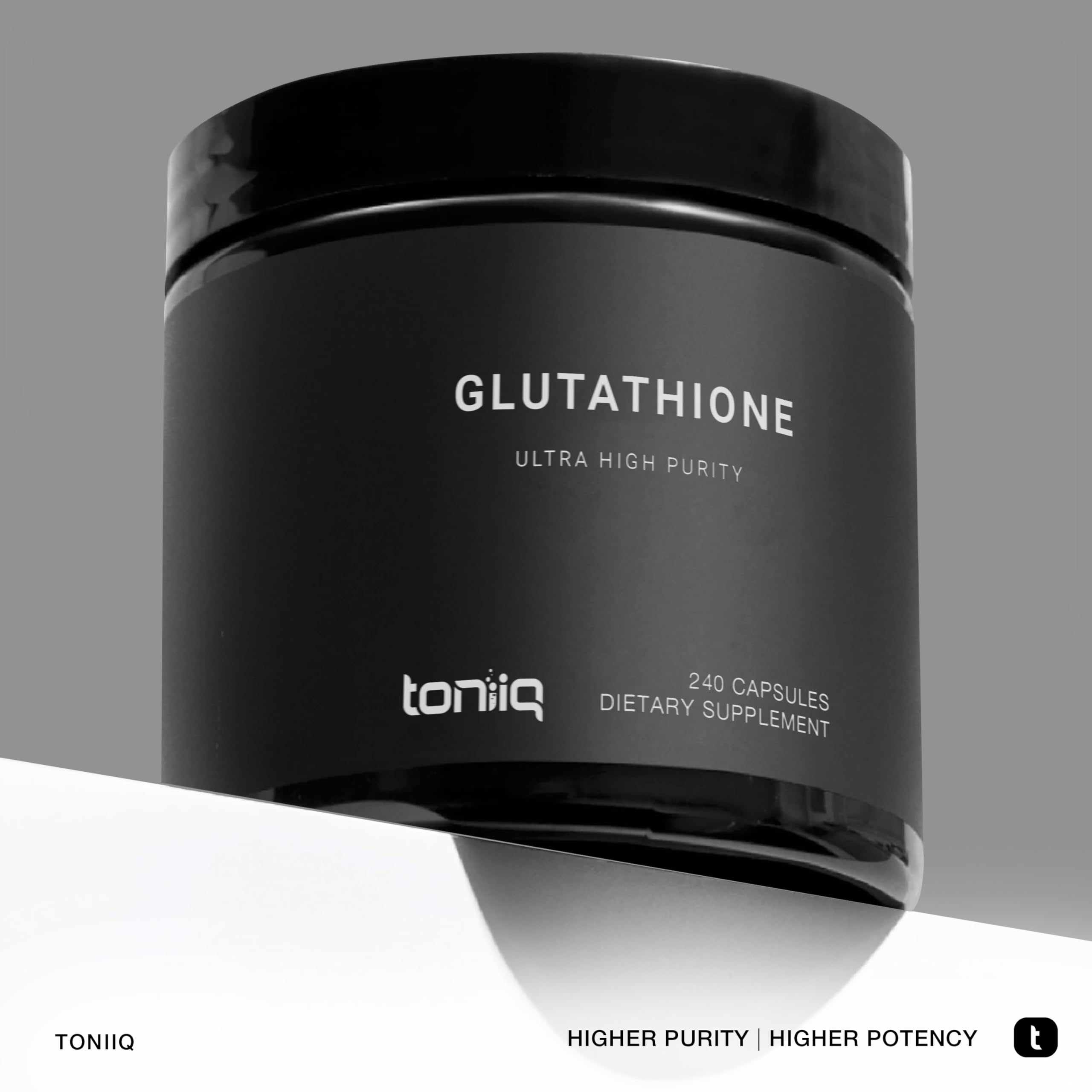Toniiq Glutathione label detail showing ingredients and purity
