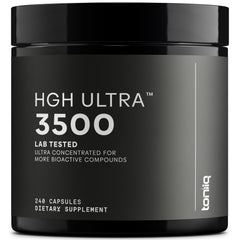 Toniiq HGH supplements bottle supports balanced energy and recovery.