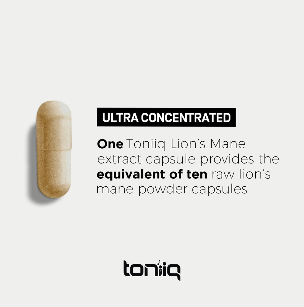 Toniiq Lion’s Mane third-party lab test badge for independent verification.