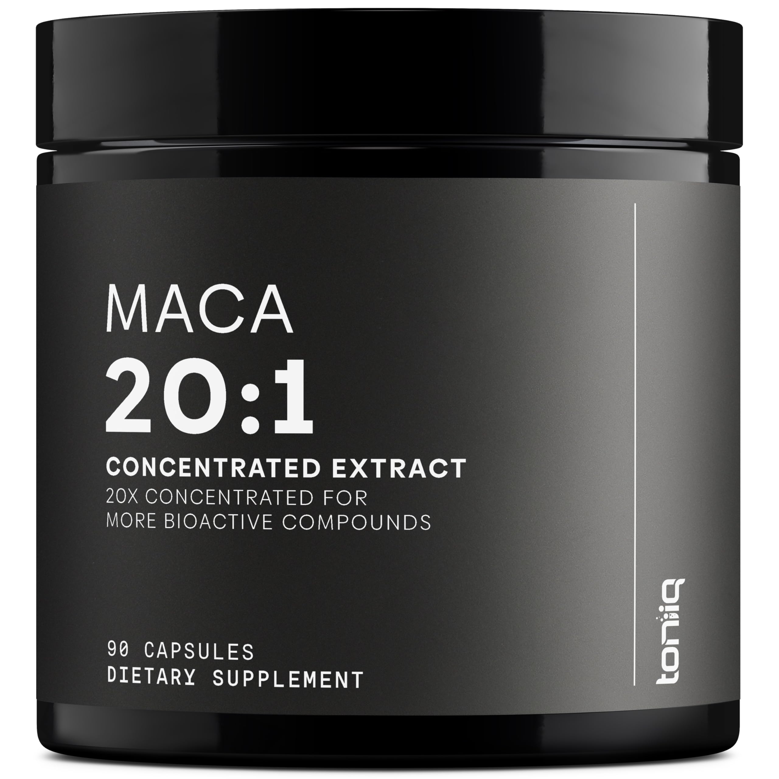 Toniiq Maca 20:1 extract capsules for daily vitality.