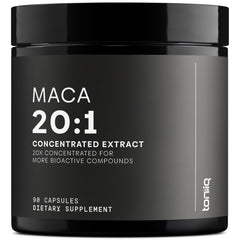 Toniiq Maca 20:1 extract capsules for daily vitality.