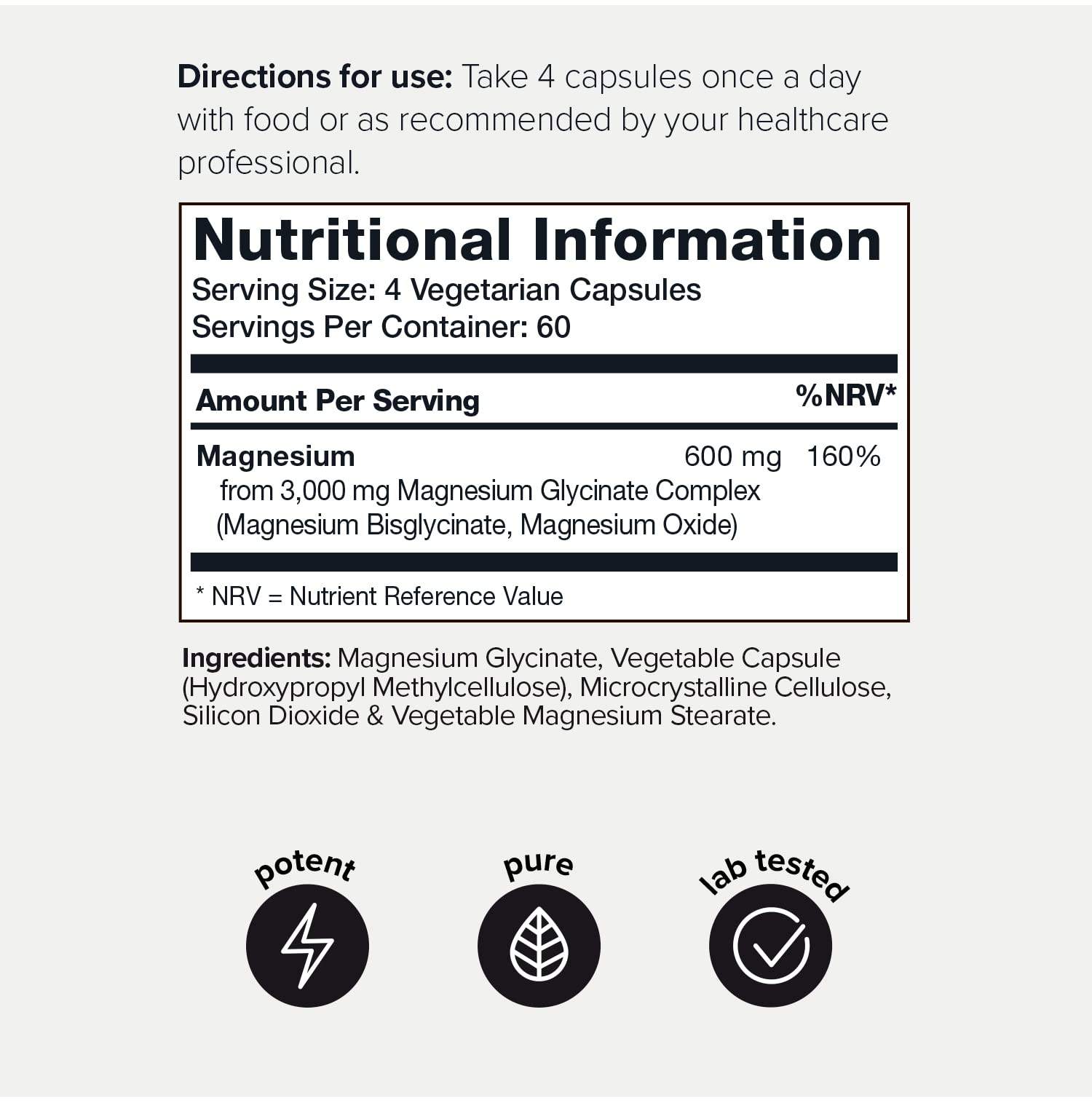 Toniiq Magnesium Glycinate bottle being poured to show serving size.