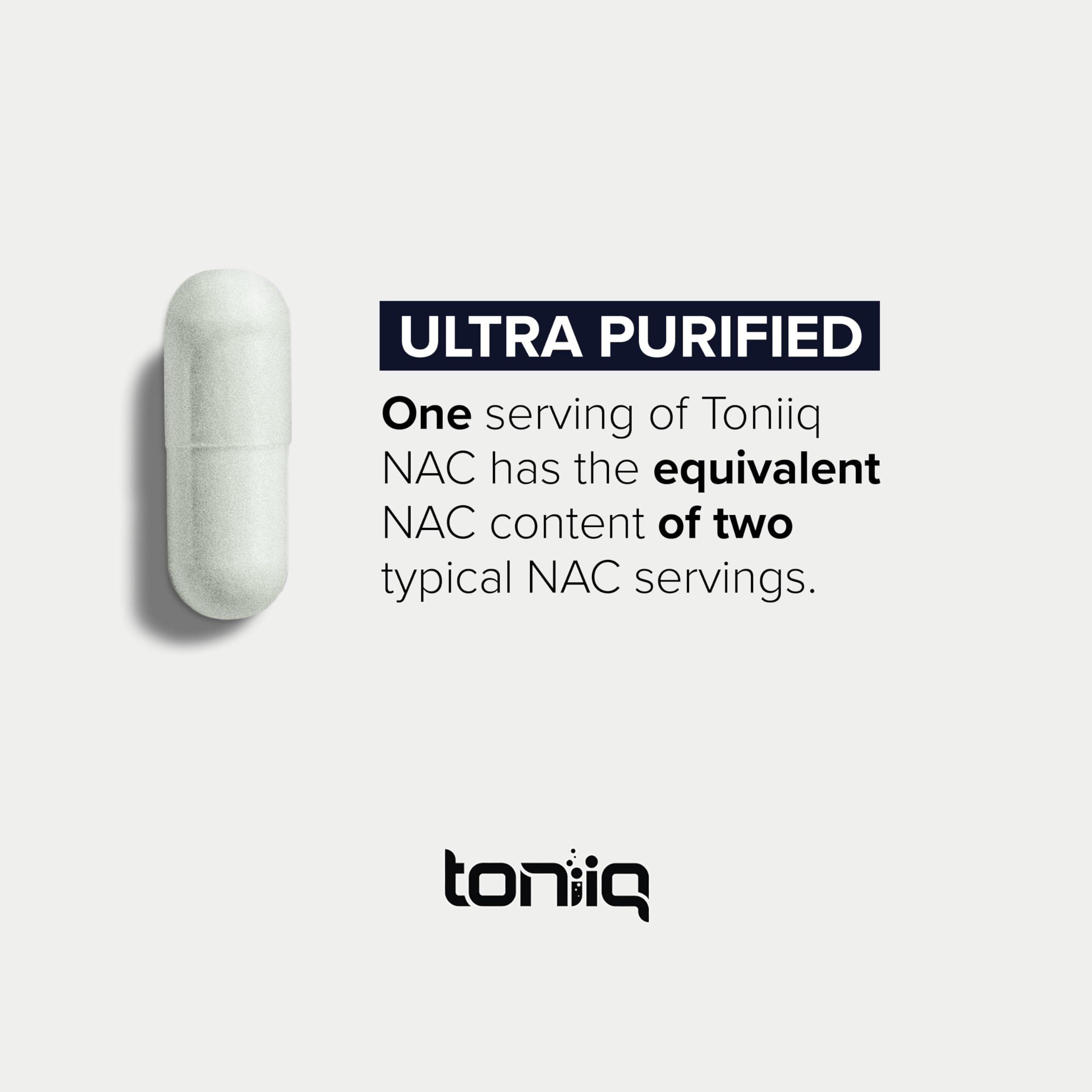 Toniiq NAC 1300mg lab test result image emphasizing QA checks