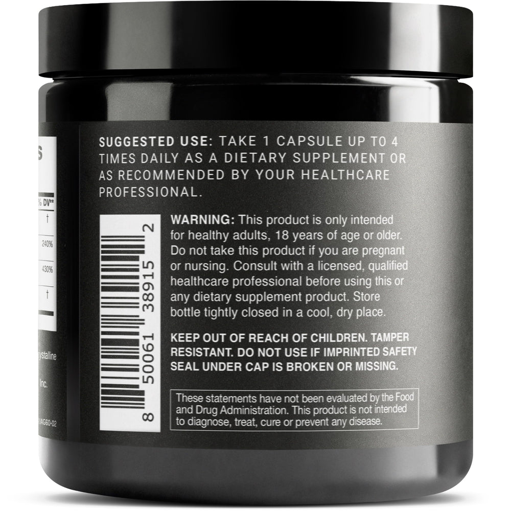 Toniiq NAD+ label close-up highlights ingredient notes and safety seals