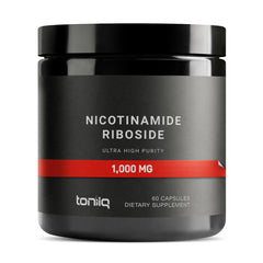 Toniiq Nicotinamide Riboside 1000 mg bottle highlighting high-potency NR for daily use