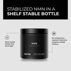 Toniiq NMN stabilized bottle under non-refrigerated storage