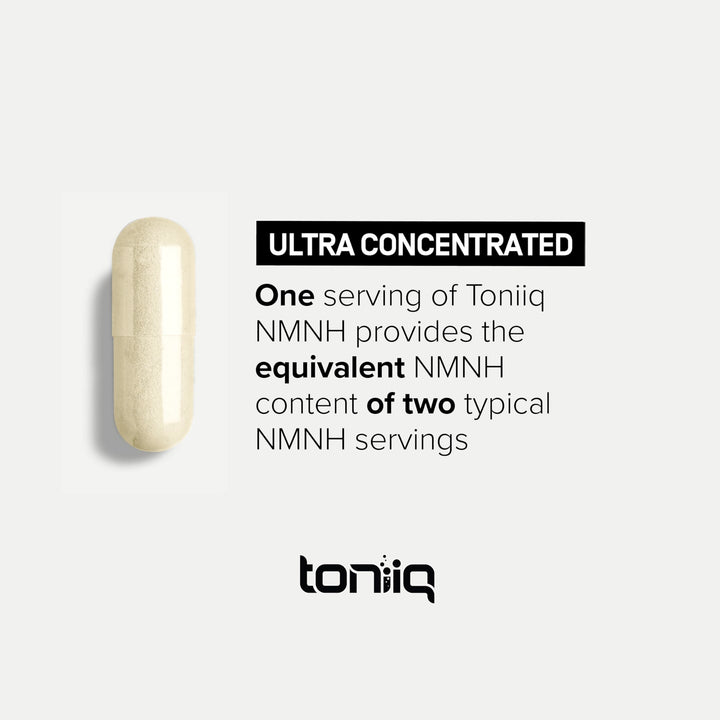 Toniiq NMNH bottle near a GMP-certified US manufacturing facility.
