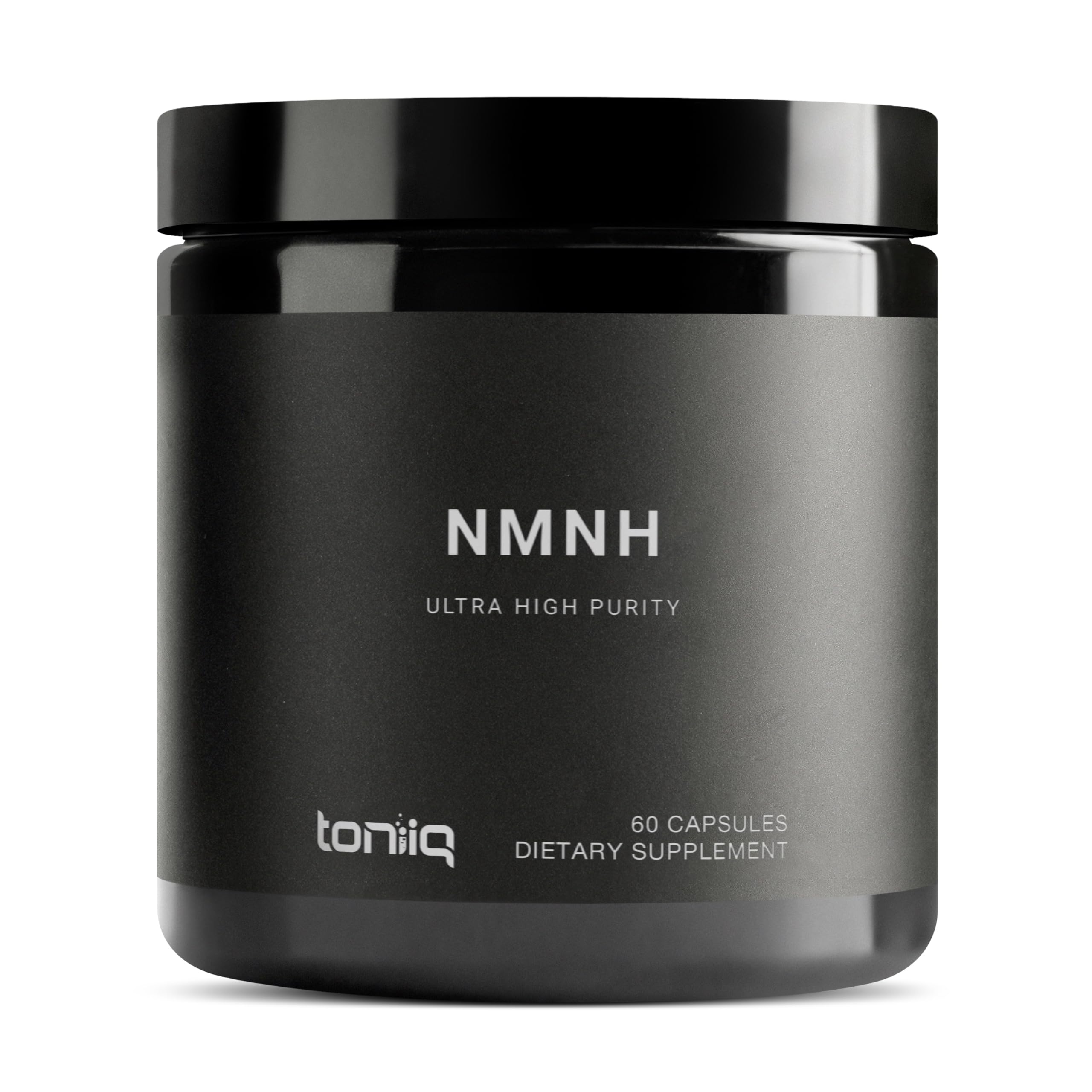 Toniiq NMNH supplement bottle front showing high purity and NAD+ support.