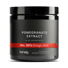 Toniiq Pomegranate Extract bottle front with capsules for daily antioxidant support.