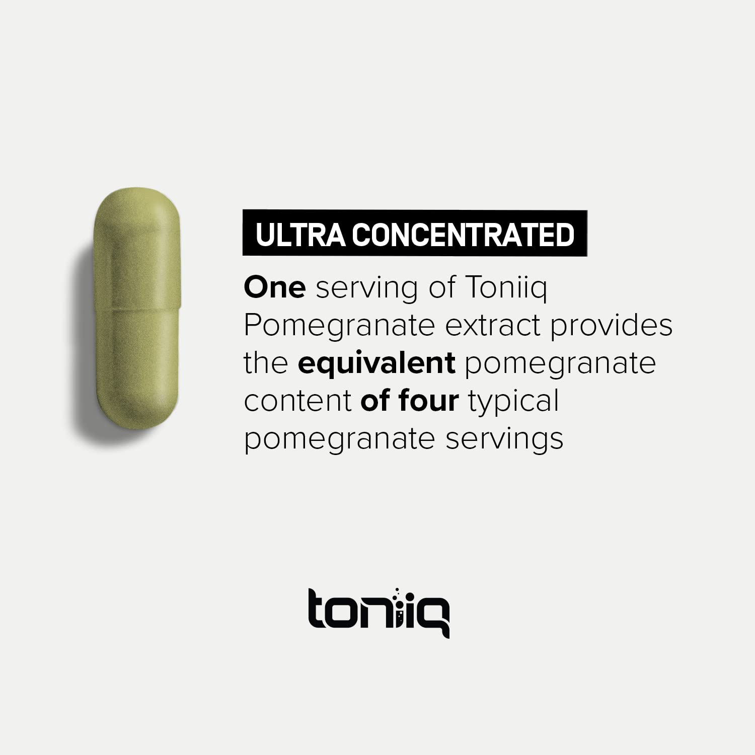 Toniiq Pomegranate Extract third-party testing badge indicating independent verification.