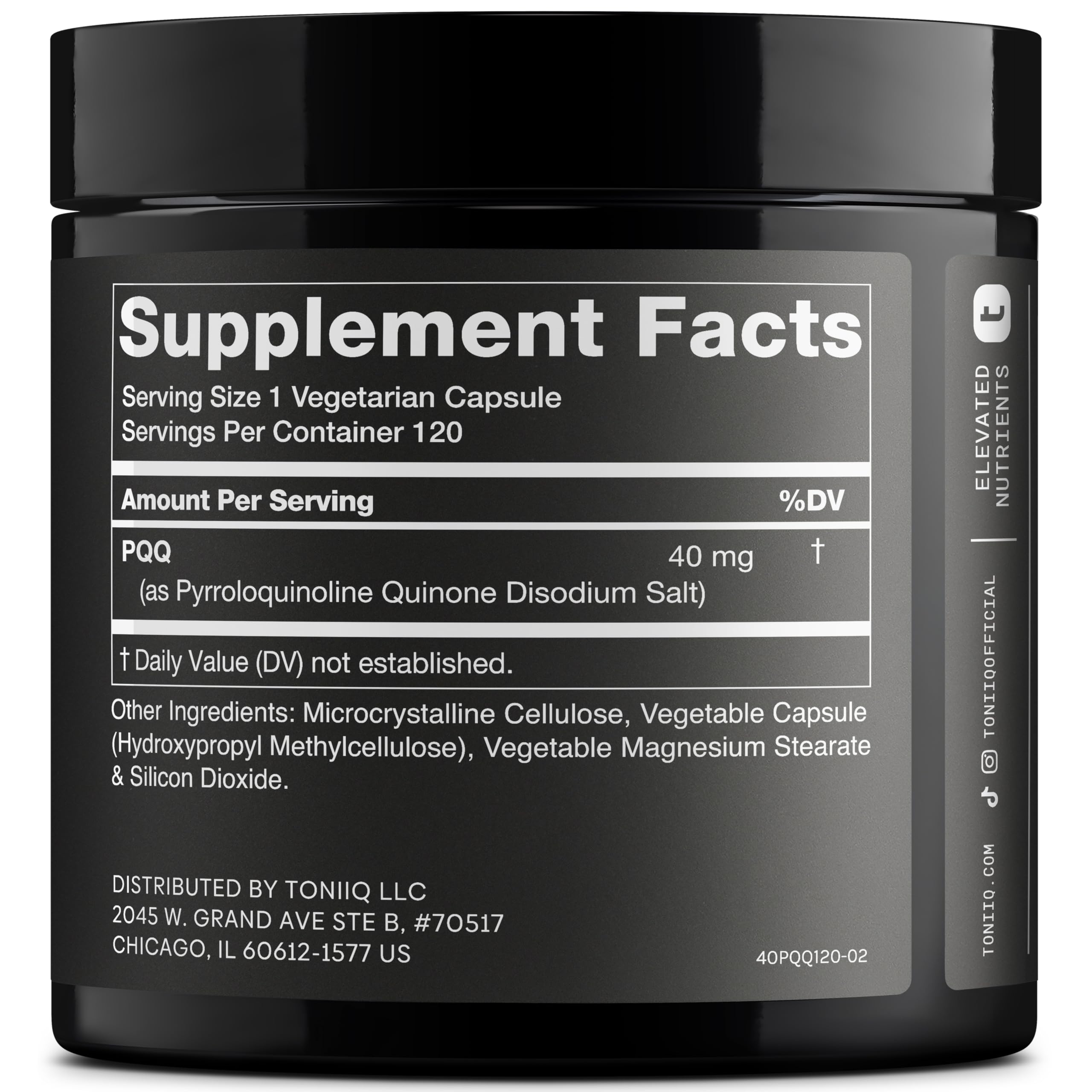 Toniiq PQQ 40mg capsules for convenient daily intake