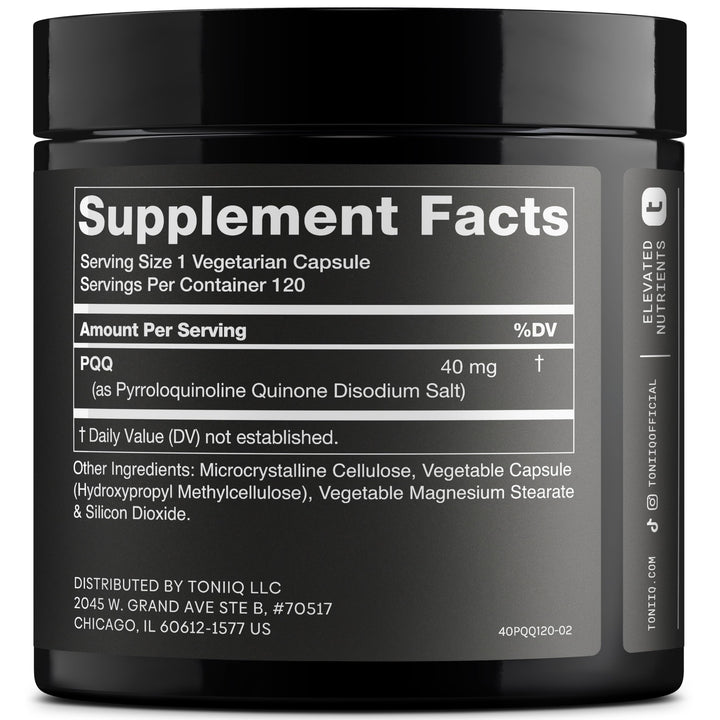 Toniiq PQQ 40mg capsules for convenient daily intake