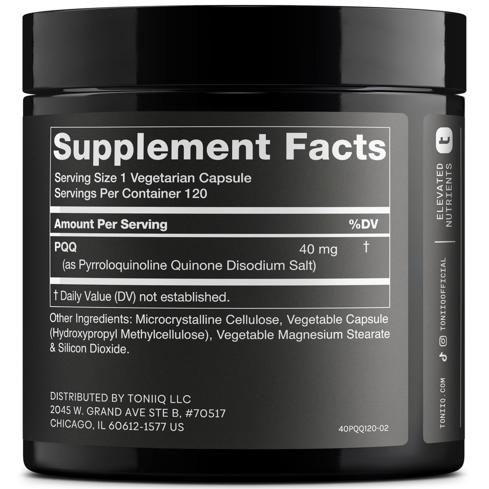 Toniiq PQQ 40mg capsules for convenient daily intake