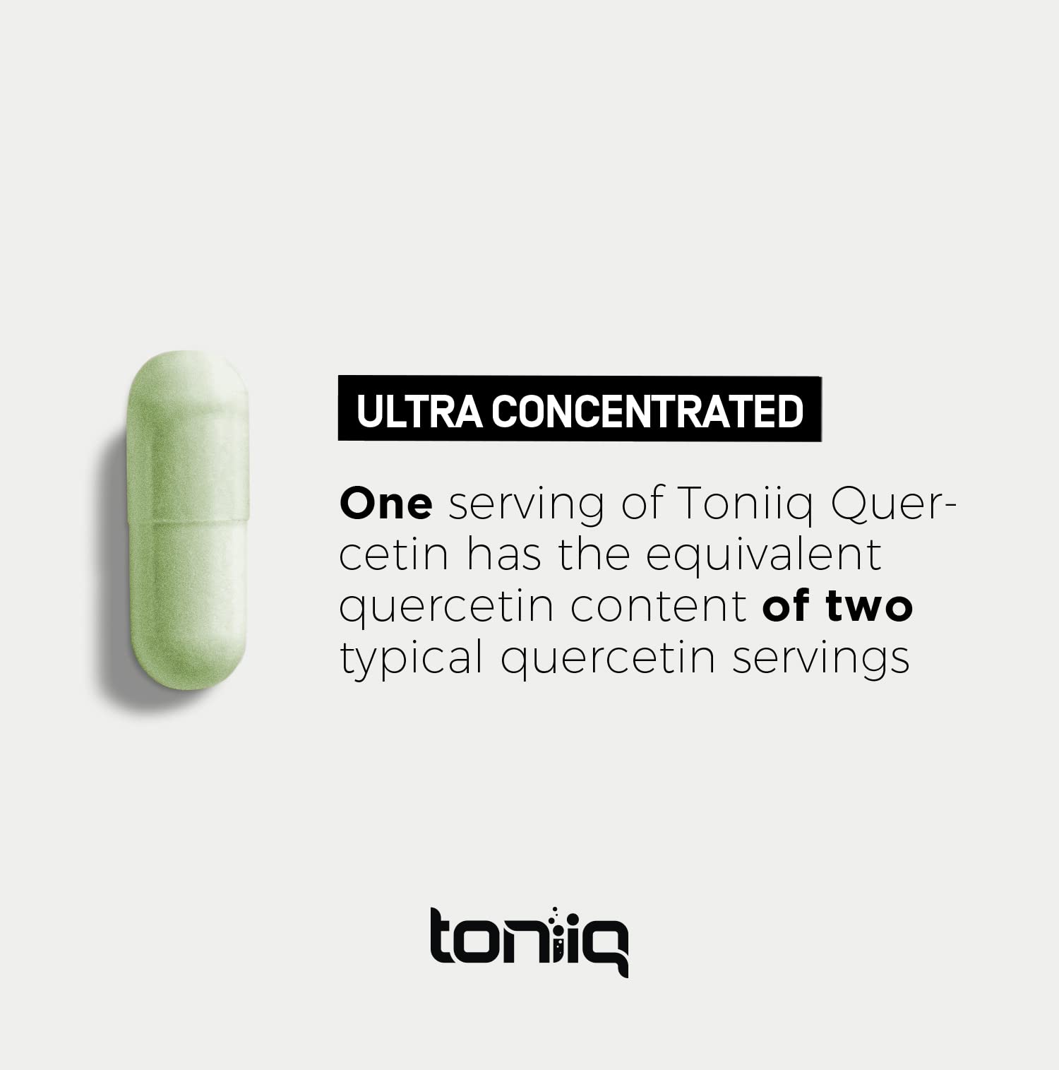 Toniiq Quercetin Capsules bottle nearby to emphasize premium quality