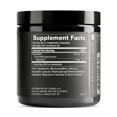 Toniiq Spermidine capsules pack—convenient daily dose for non-wheat, gluten-free formula.
