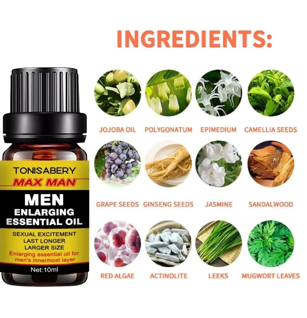 Close-up of applying TONISABEREY MAX Man oil for massage