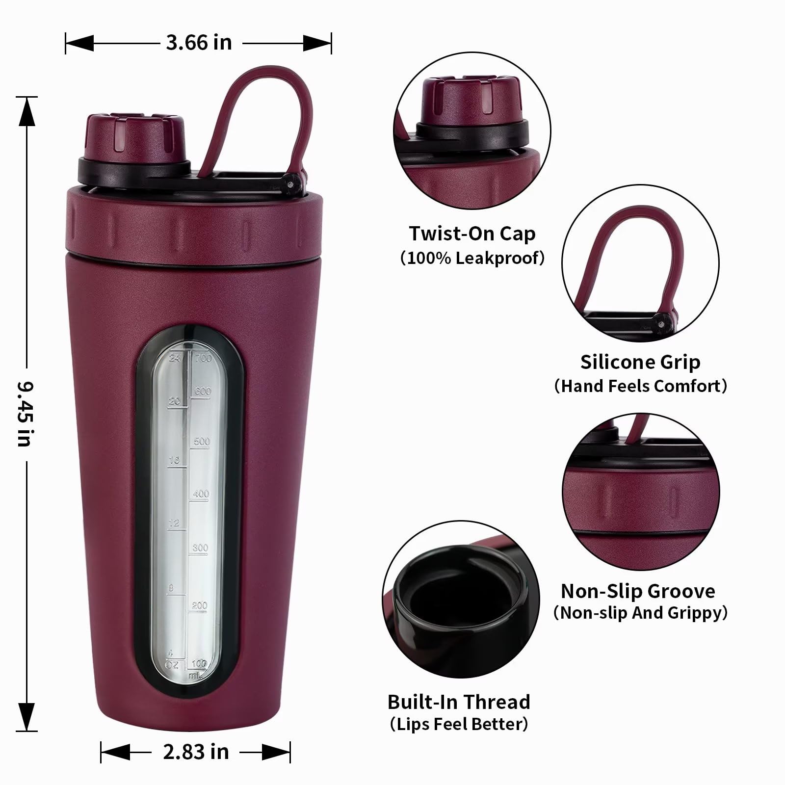 TOOFEEL plastic shaker ball speeds clump-free blending.
