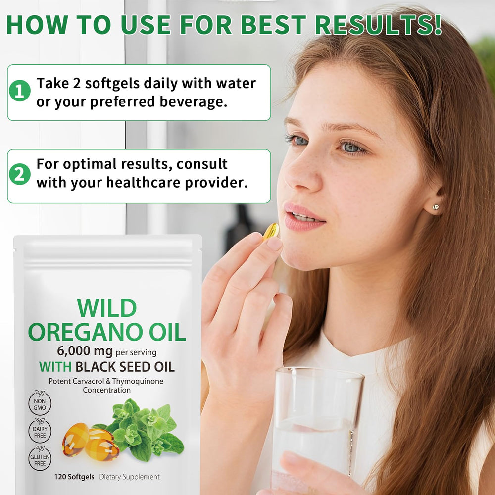 Tooffi oregano oil extract details are shown with clear labeling.