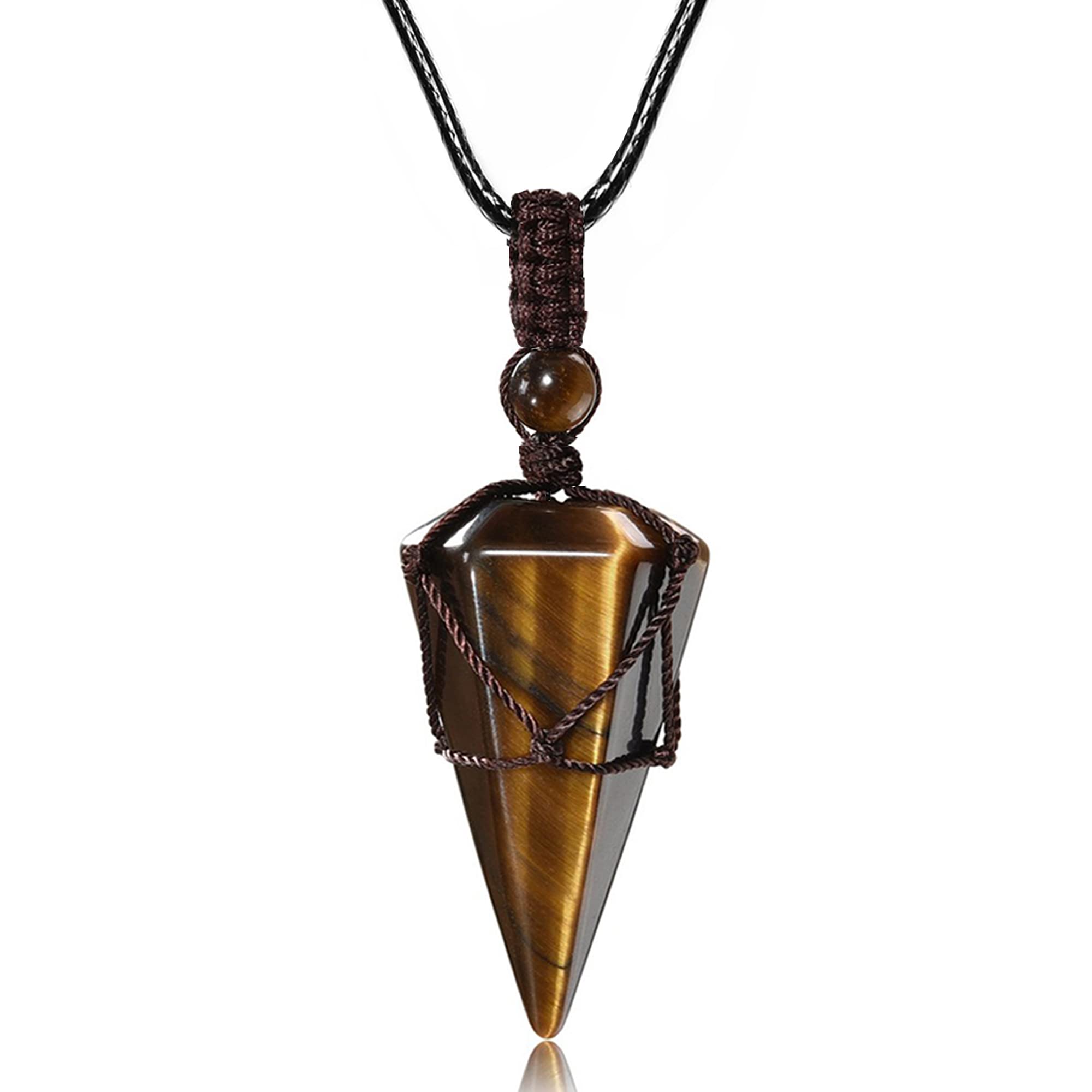 Top Plaza tiger eye 6-facet pendant for confident everyday style