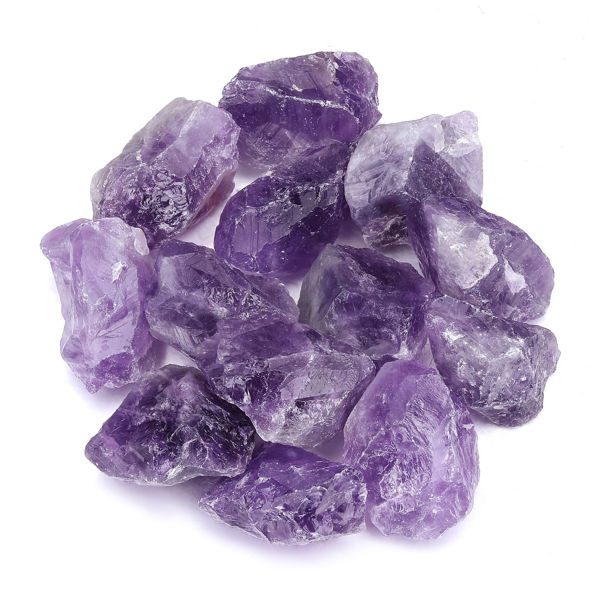 Top Plaza amethyst rough stones close-up for meditation and display.