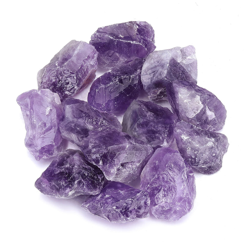 Top Plaza amethyst rough stones close-up for meditation and display.