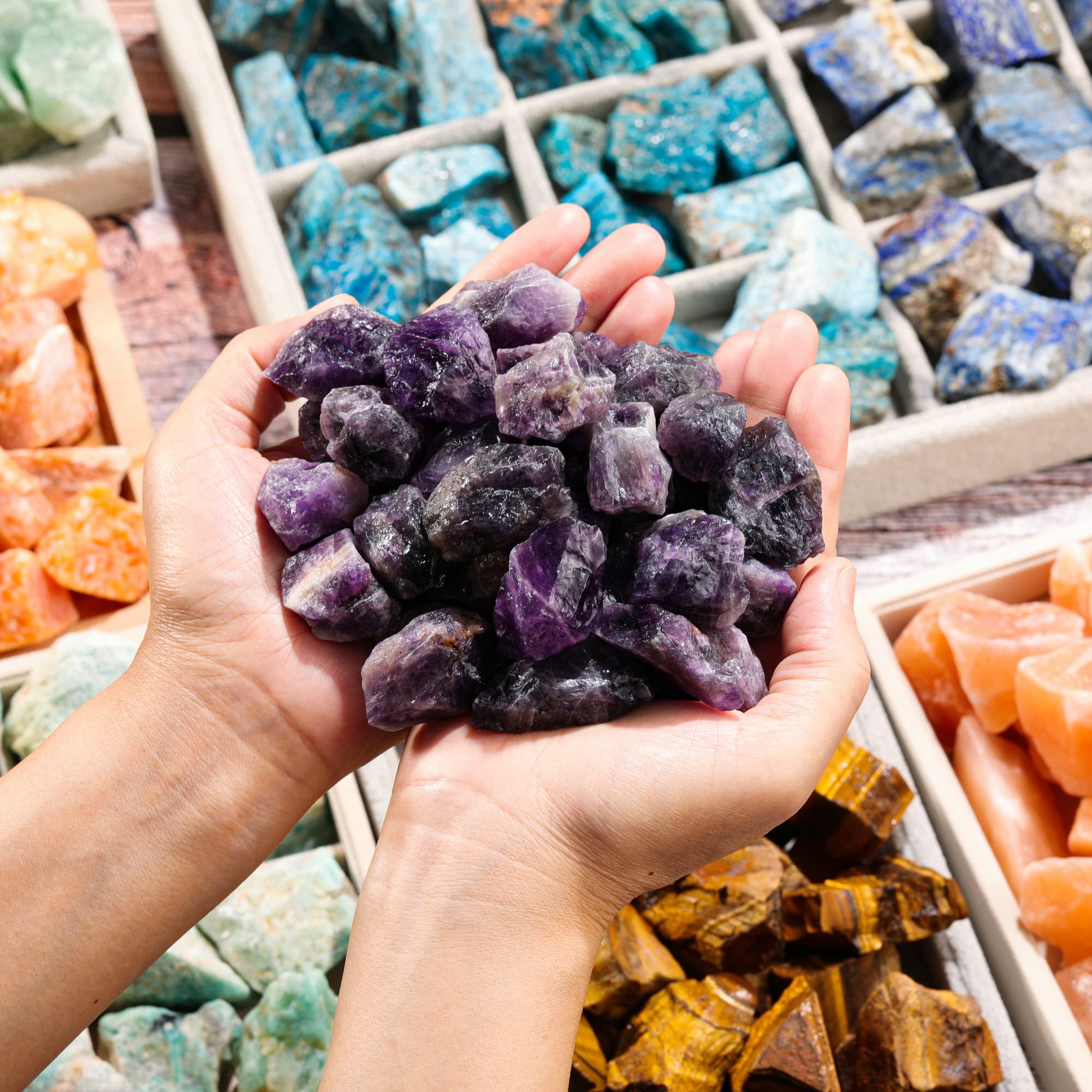 Top Plaza amethyst rough stones for tumbling and jewelry making.